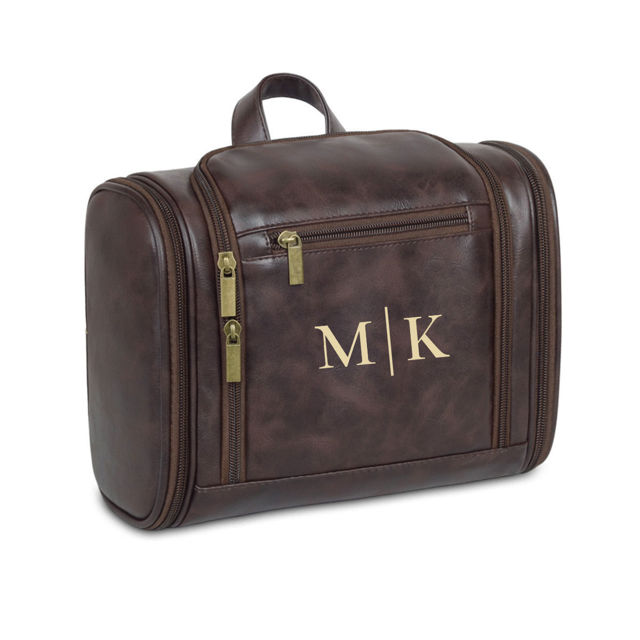 Picture of Custom Large Capacity PU Leather Toiletry Bag - Travel Bag For Men - Father's Day Gift - Groomsmen Gifts