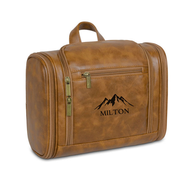 Picture of Custom Large Capacity PU Leather Toiletry Bag - Travel Bag For Men - Father's Day Gift - Groomsmen Gifts