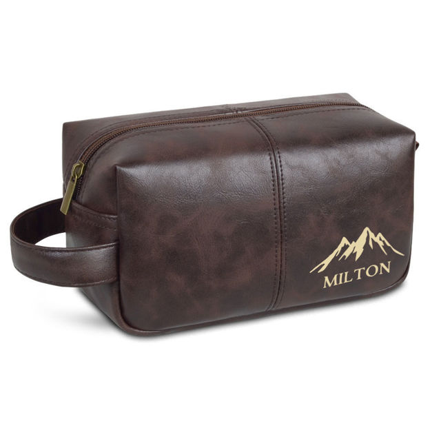Picture of Personalized PU Leather Toiletry Bag - Travel Bag for Men - Birthday Gift - Simple but Elegant