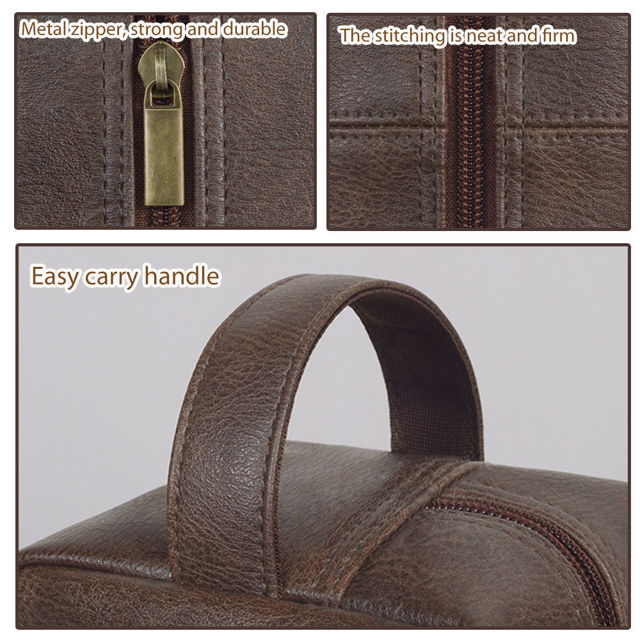Picture of Personalized PU Leather Toiletry Bag - Travel Bag for Men - Birthday Gift - Simple but Elegant