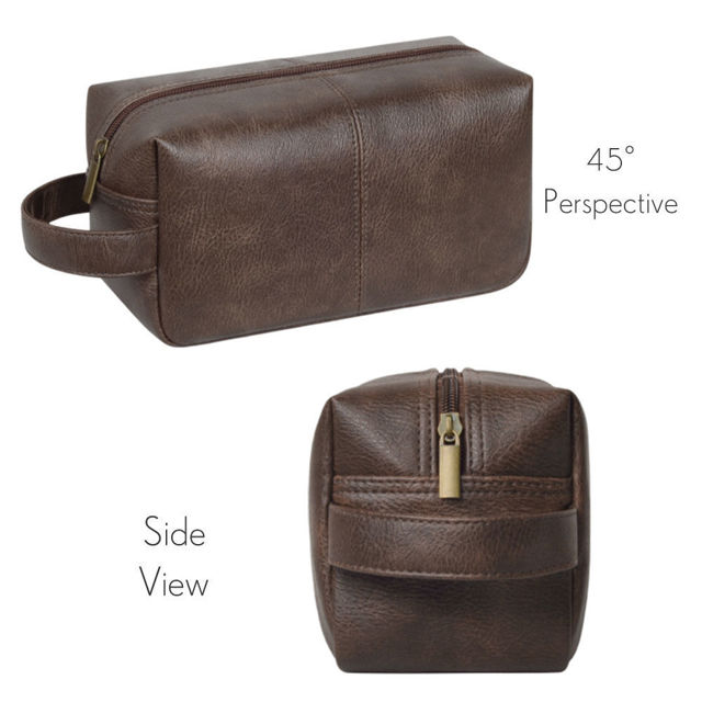 Picture of Personalized PU Leather Toiletry Bag - Travel Bag for Men - Birthday Gift - Simple but Elegant