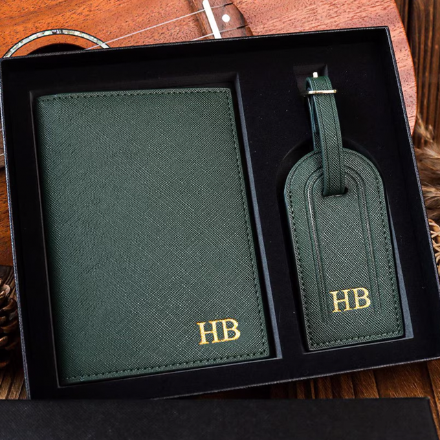 Picture of Personalized Passport Holder and Luggage Tag - Custom Passport Holder and Luggage Tag - Custom Travel Accessories - Gift Box