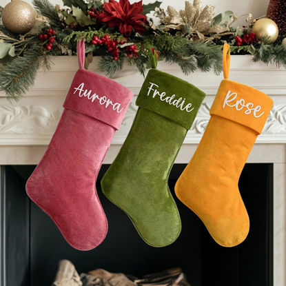 Picture of Personalized Embroidery Velvet Christmas Stocking - Custom Name Family Christmas Stocking - Xmas Stocking