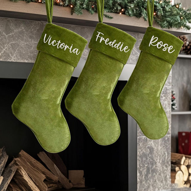Picture of Personalized Embroidery Velvet Christmas Stocking - Custom Name Family Christmas Stocking - Xmas Stocking