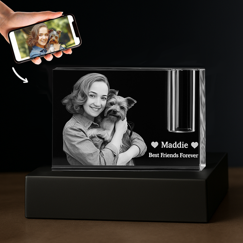 Picture of Custom Photo 3D Laser Crystal Rectangle Memorial