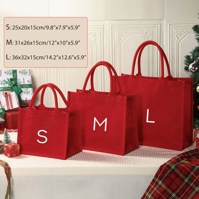 Picture of Custom Embroidered Christmas Gift Bag - Personalised Jute Tote bag