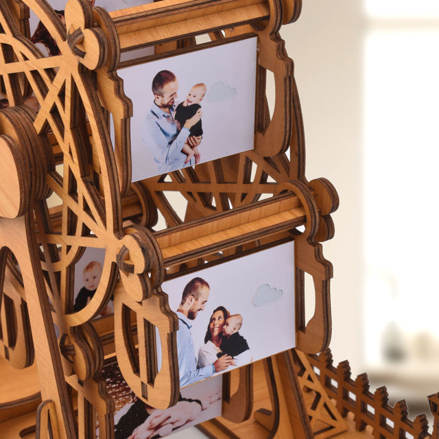 Picture of Custom Wooden Ferris Wheel with 6 or 12 Photos - Personalized Wooden Ferris Wheel Album with Text - Gifts for Couples, Family and Friends - Anniversary, Wedding, Housewarming and Christmas Gifts
