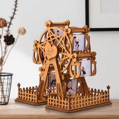 Picture of Custom Wooden Ferris Wheel with 6 or 12 Photos - Personalized Wooden Ferris Wheel Album with Text - Gifts for Couples, Family and Friends - Anniversary, Wedding, Housewarming and Christmas Gifts