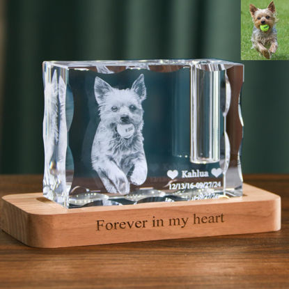 Picture of Personalized 3D Crystal Photo Patterned Edge Candle Holder– Engraved Crystal Keepsake with Your Photo