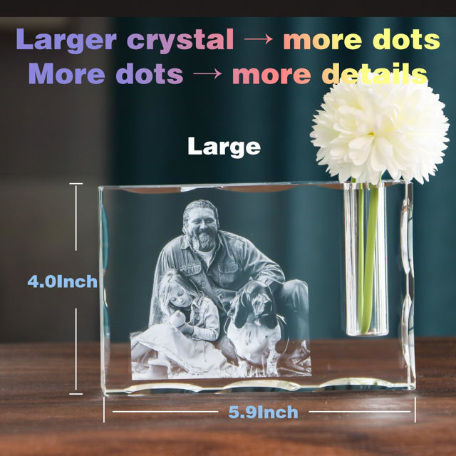 Picture of Personalized 3D Crystal Photo Patterned Edge Candle Holder– Engraved Crystal Keepsake with Your Photo