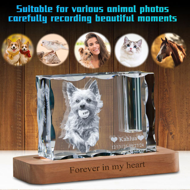 Picture of Personalized 3D Crystal Photo Patterned Edge Candle Holder– Engraved Crystal Keepsake with Your Photo