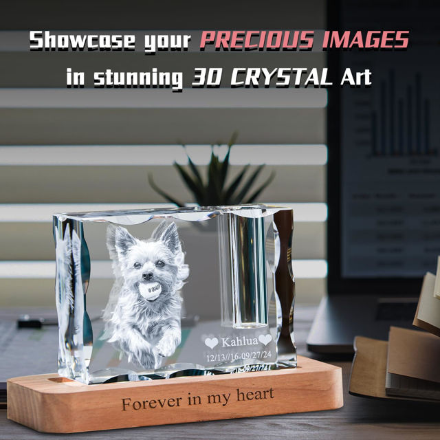 Picture of Personalized 3D Crystal Photo Patterned Edge Candle Holder– Engraved Crystal Keepsake with Your Photo