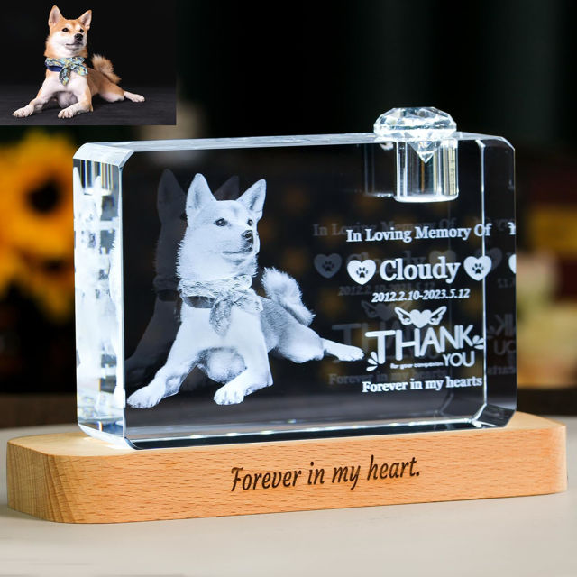 Picture of Personalized 3D Crystal Photo Rounded Corner Candle Holder– Engraved Crystal Keepsake with Your Photo