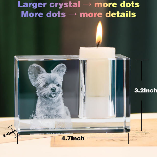 Picture of Personalized 3D Crystal Photo Landscape Large Candle Holder– Engraved Crystal Keepsake with Your Photo