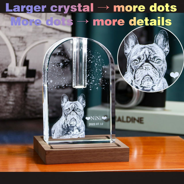 Picture of Personalized 3D Crystal Photo Arch-shaped Crystal Candle Holder– Engraved Crystal Keepsake with Your Photo