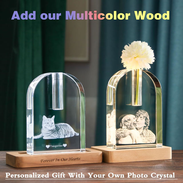 Picture of Personalized 3D Crystal Photo Arch-shaped Crystal Candle Holder– Engraved Crystal Keepsake with Your Photo