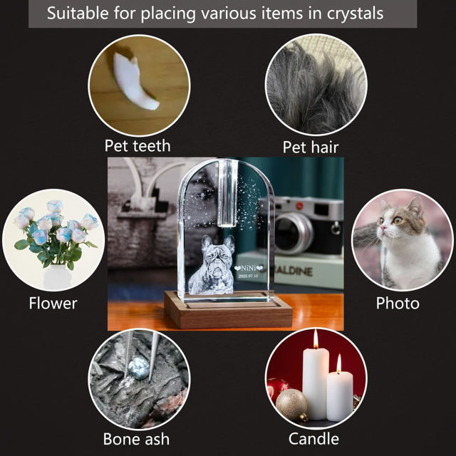 Picture of Personalized 3D Crystal Photo Arch-shaped Crystal Candle Holder– Engraved Crystal Keepsake with Your Photo