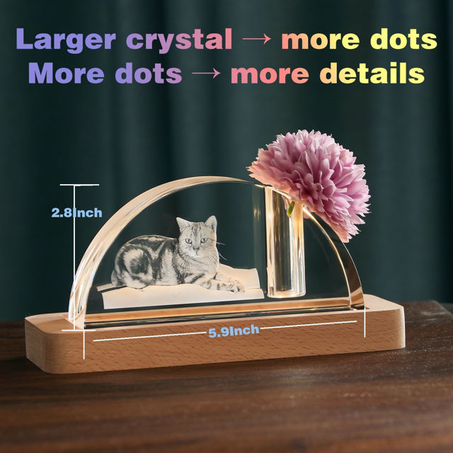 Picture of Personalized 3D Crystal Photo Sector-shaped Crystal Candle Holder– Engraved Crystal Keepsake with Your Photo