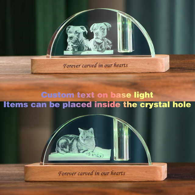 Picture of Personalized 3D Crystal Photo Sector-shaped Crystal Candle Holder– Engraved Crystal Keepsake with Your Photo