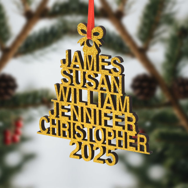 Picture of Personalized Ornament with Names - Family Christmas Ornament - Wood Christmas Tree Ornament - Family Ornaments for Christmas