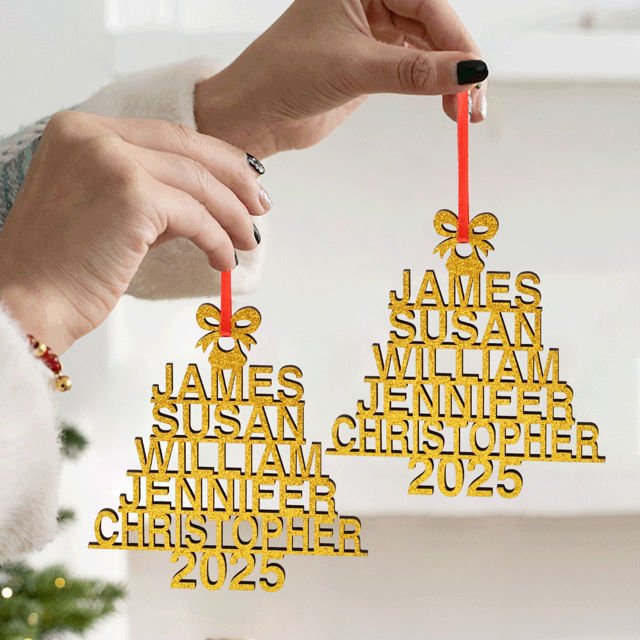 Picture of Personalized Ornament with Names - Family Christmas Ornament - Wood Christmas Tree Ornament - Family Ornaments for Christmas
