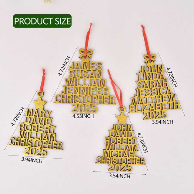 Picture of Personalized Ornament with Names - Family Christmas Ornament - Wood Christmas Tree Ornament - Family Ornaments for Christmas