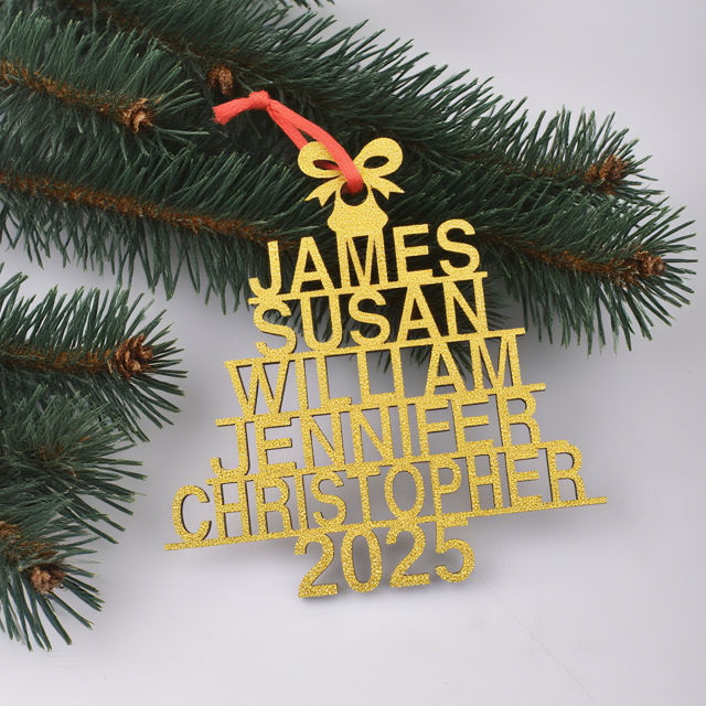Picture of Personalized Ornament with Names - Family Christmas Ornament - Wood Christmas Tree Ornament - Family Ornaments for Christmas