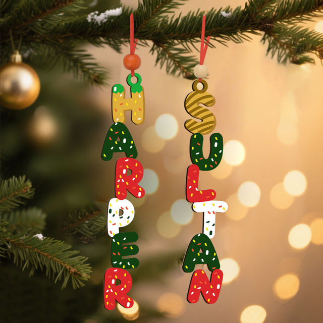 Picture of Custom Christmas Name Letter Ornament - Stocking Tag for Kids - Toddler Christmas Tag - Kids Ornament - Christmas Tags