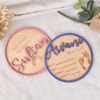 Picture of Personalised Wooden Birth Announcement Disc - Custom Newborn Name Sign - 3D Wooden Baby Sign - Baby Shower Gift