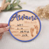 Picture of Personalised Wooden Birth Announcement Disc - Custom Newborn Name Sign - 3D Wooden Baby Sign - Baby Shower Gift