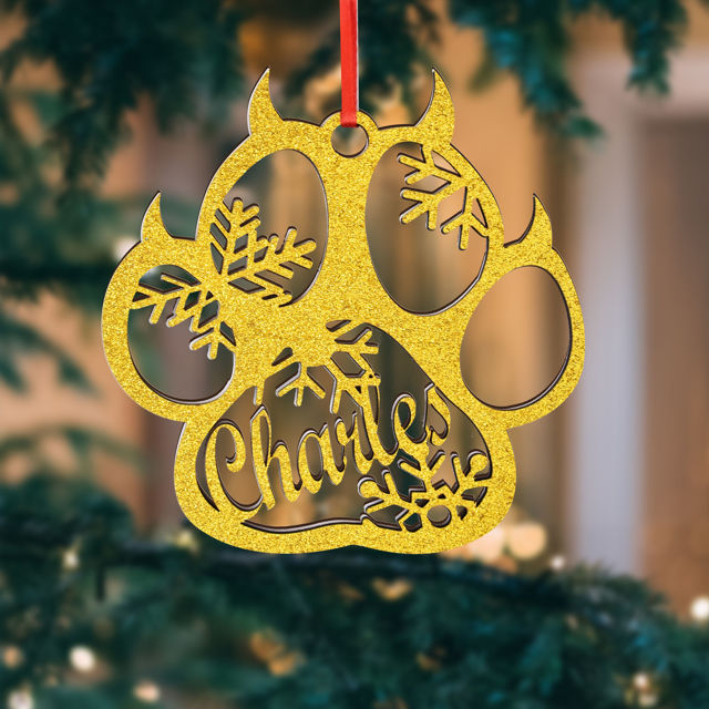 Picture of Personalized Dog Paw Ornament - Personalized Christmas Name Ornament - Custom Name Pet Ornament - Christmas Tree Ornament