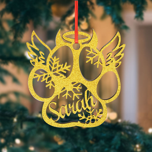 Picture of Personalized Dog Paw Ornament - Personalized Christmas Name Ornament - Custom Name Pet Ornament - Christmas Tree Ornament
