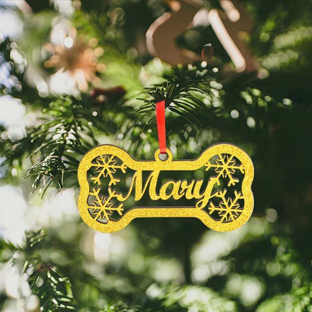 Picture of Personalized Dog Paw Ornament - Personalized Christmas Name Ornament - Custom Name Pet Ornament - Christmas Tree Ornament