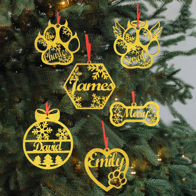 Picture of Personalized Dog Paw Ornament - Personalized Christmas Name Ornament - Custom Name Pet Ornament - Christmas Tree Ornament
