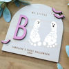 Picture of Custom DIY Halloween Baby Footprint Art - Baby's First Halloween - Personalised Wooden Footprint Sign - Halloween Decor