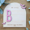 Picture of Custom DIY Halloween Baby Footprint Art - Baby's First Halloween - Personalised Wooden Footprint Sign - Halloween Decor