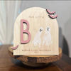 Picture of Custom DIY Halloween Baby Footprint Art - Baby's First Halloween - Personalised Wooden Footprint Sign - Halloween Decor