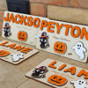 Picture of Personalized Wooden Puzzle Name Board - Halloween Theme - Orange Lettering Style - Halloween Baby Toddler Gift