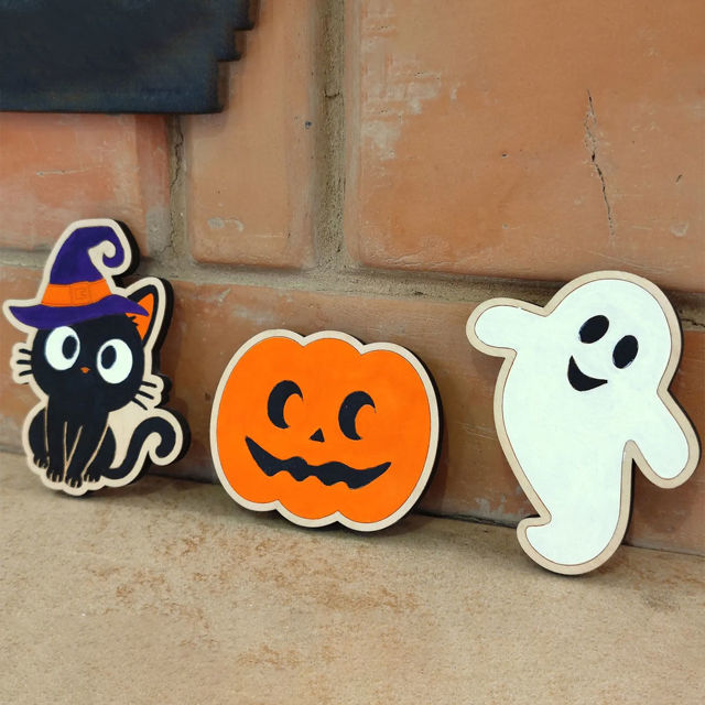 Picture of Personalized Wooden Puzzle Name Board - Halloween Theme - Orange Lettering Style - Halloween Baby Toddler Gift