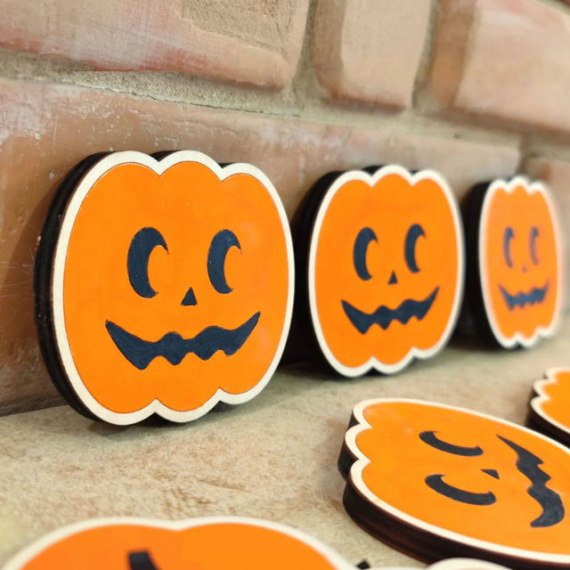 Picture of Personalized Wooden Puzzle Name Board - Halloween Themed - Candy Corn Color - Halloween Baby Toddler Gift