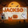 Picture of Personalized Wooden Puzzle Name Board - Halloween Theme - Orange Lettering Style - Halloween Baby Toddler Gift