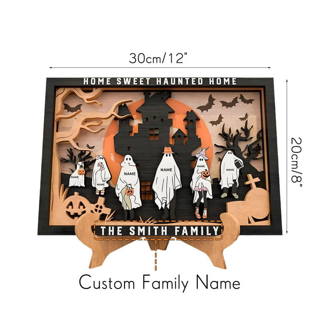 Picture of Custom Halloween Ghost Family Sign - Personalised Wooden Halloween Family Sign - Halloween Decor