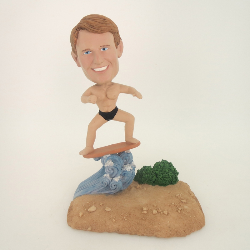 Picture of Custom Bobblehead Doll: Man Enjoying Surfing