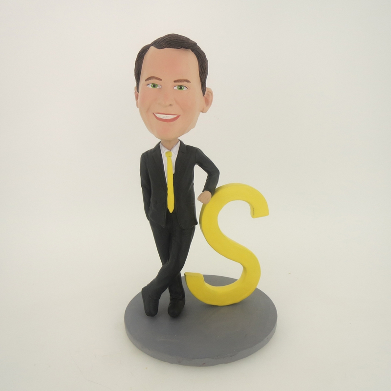 Picture of Custom Bobblehead Doll: Black Suit Man Rely On S