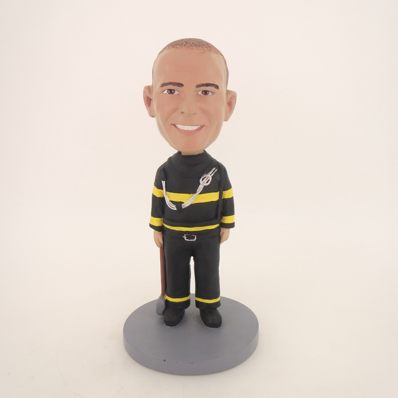 Picture of Custom Bobblehead Doll: Fireman Holding Hammer