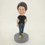 Picture of Custom Bobblehead Doll: Black Short Sleeve Woman