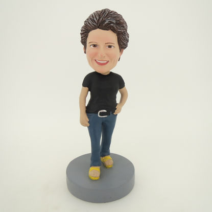 Picture of Custom Bobblehead Doll: Black Short Sleeve Woman