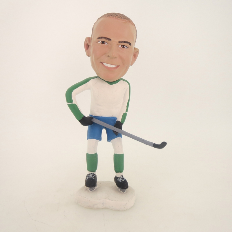 Picture of Custom Bobblehead Doll: Hockey Playing Man With Stick