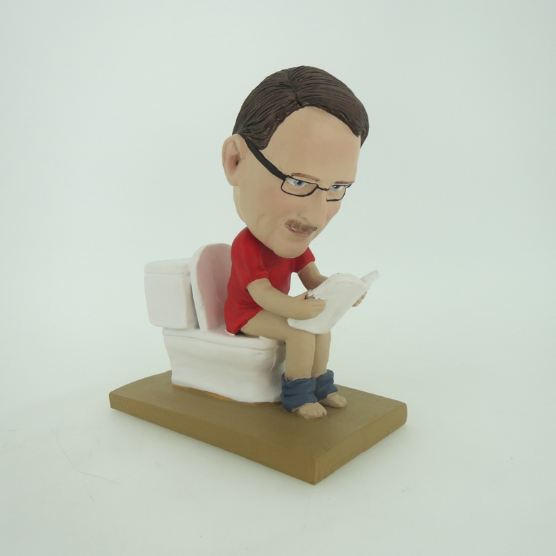 Picture of Custom Bobblehead Doll: Man Reading On Closestool