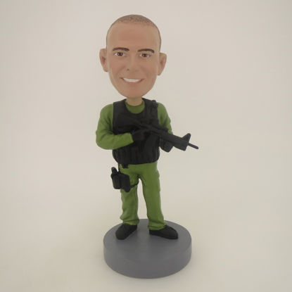 Picture of Custom Bobblehead Doll: Military Man With Gun And Walkie Talkie